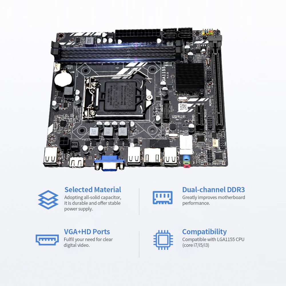 ATX Motherboard Support LGA1155CPU(core I7/i5/i3)/2
