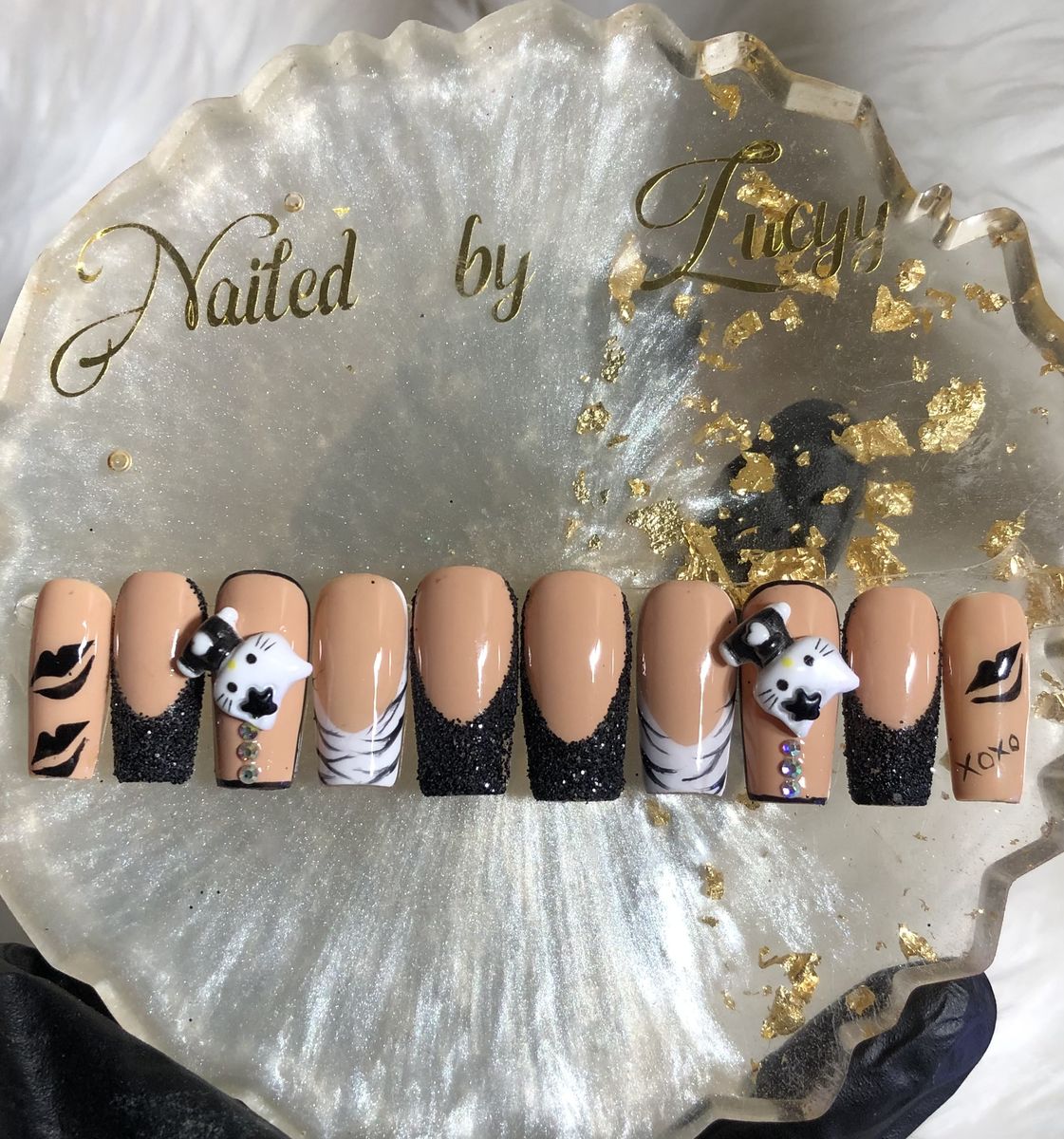 14pcs Candy Short Glitter Press On Nails +application Kit