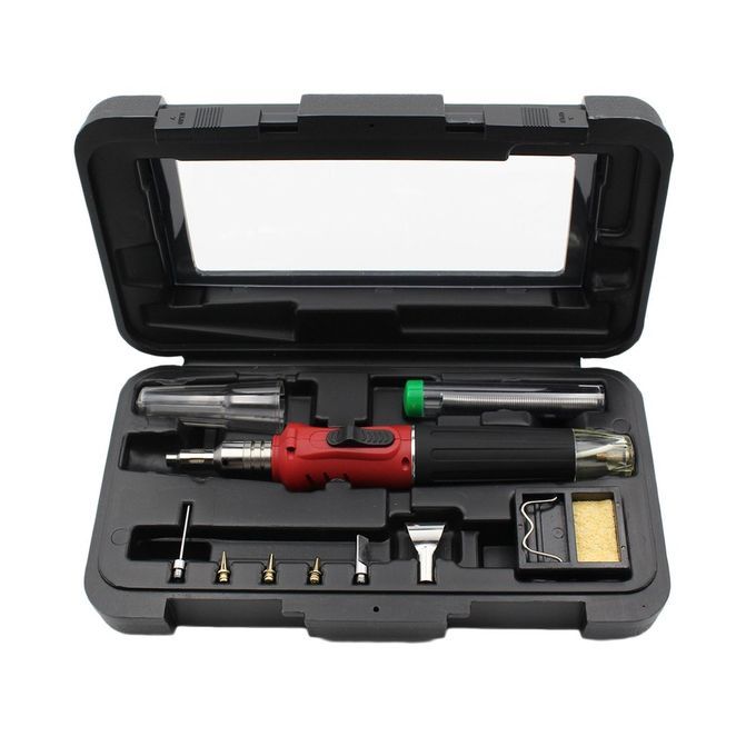 10 In 1 HS-1115K Electronic Ignition Gas Soldering Iron Kit Solder Welding Red