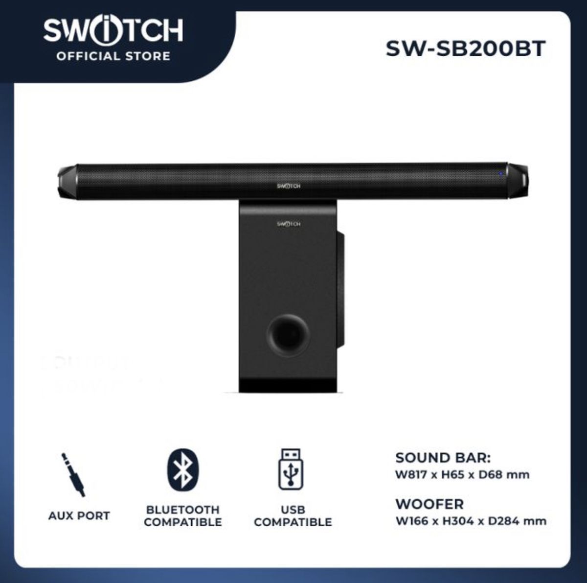 1000 Watts Sound Bar With Bluetooth Connectivity