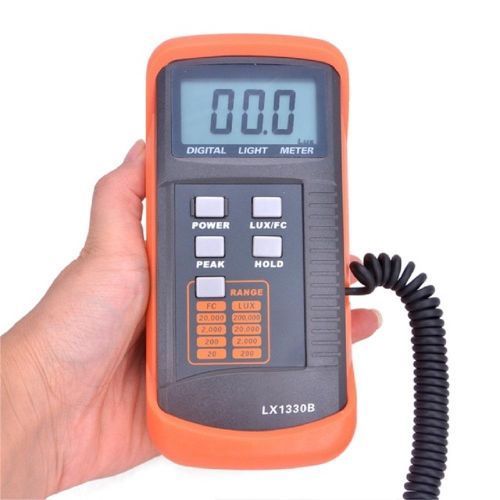 LX1330B Lux MeterLX1330B Digital Lux Meter 200000 Lux Lux/FC Measurement Light Meter Detect Light Intensity Precise Data Hold Peak Reading Hold Function