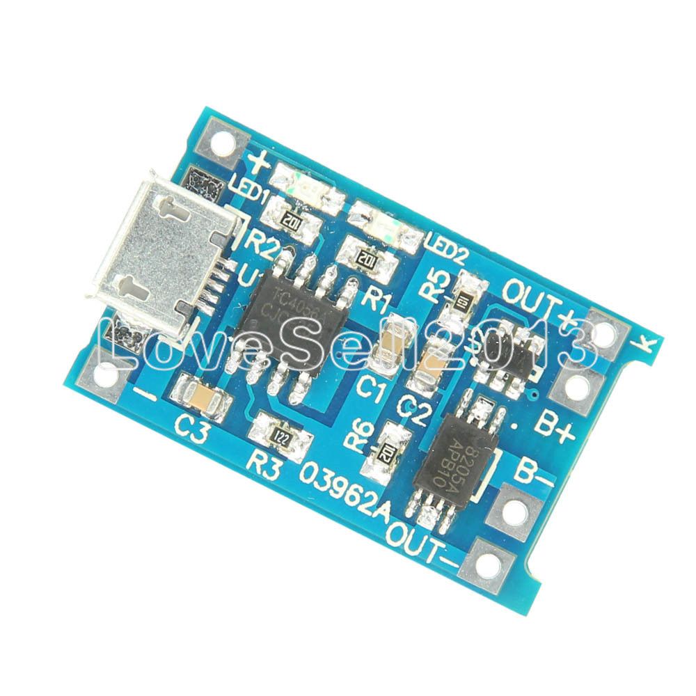10PCS PCS Micro USB 5V 1A 18650 TP4056 Lithium Battery Charger Module Charging Board With Dual Functions