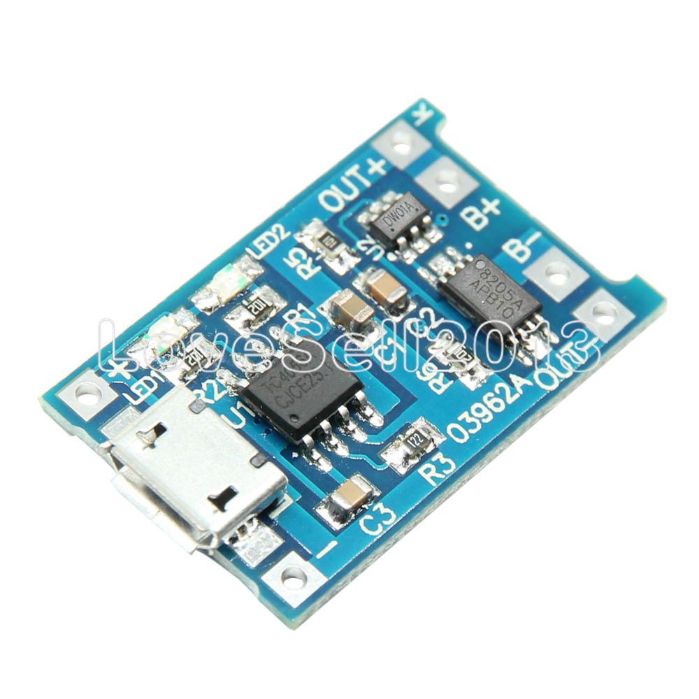 10PCS PCS Micro USB 5V 1A 18650 TP4056 Lithium Battery Charger Module Charging Board With Dual Functions