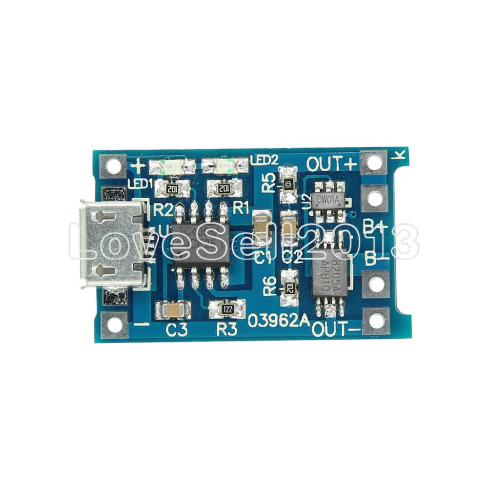 10PCS PCS Micro USB 5V 1A 18650 TP4056 Lithium Battery Charger Module Charging Board With Dual Functions