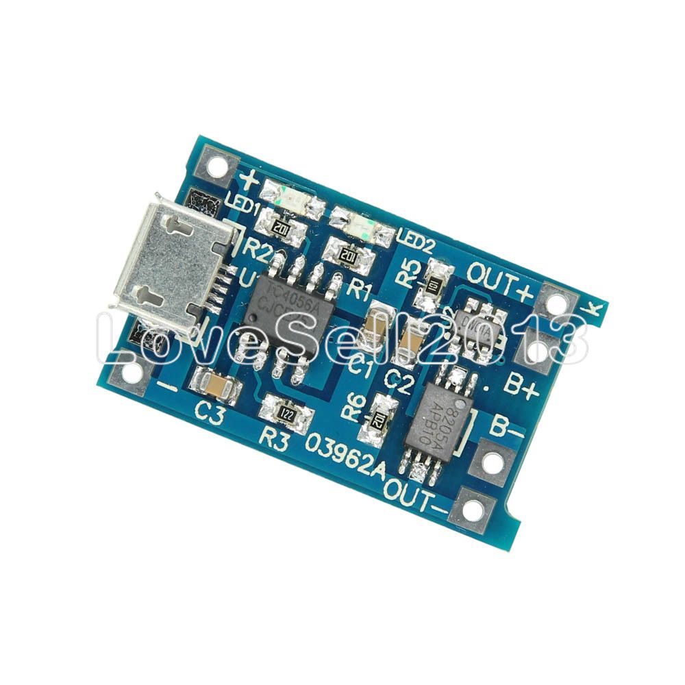10PCS PCS Micro USB 5V 1A 18650 TP4056 Lithium Battery Charger Module Charging Board With Dual Functions