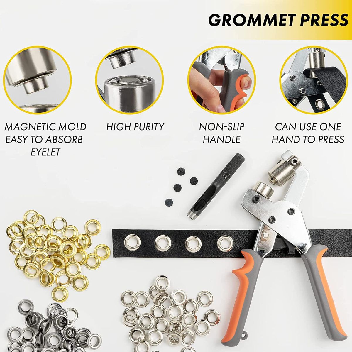 Grommet Tool Kit with 10mm Eyelets Manual Machine Press