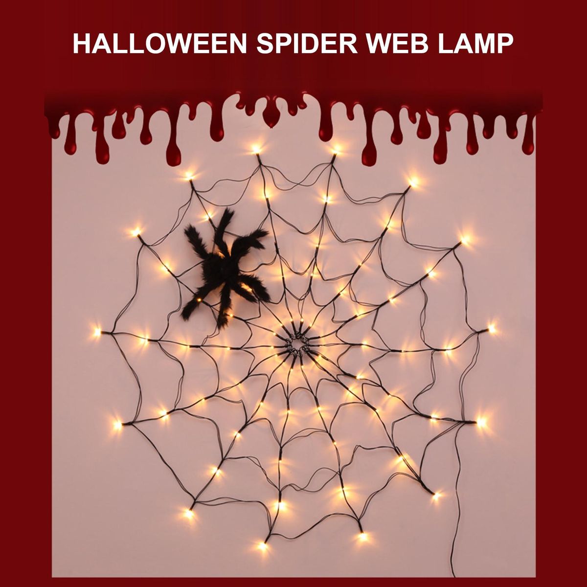 Spider Web Lamp Remote Control 8 Brightness Modes Energy-saving Eye-protection Wall Corner Halloween Decoration