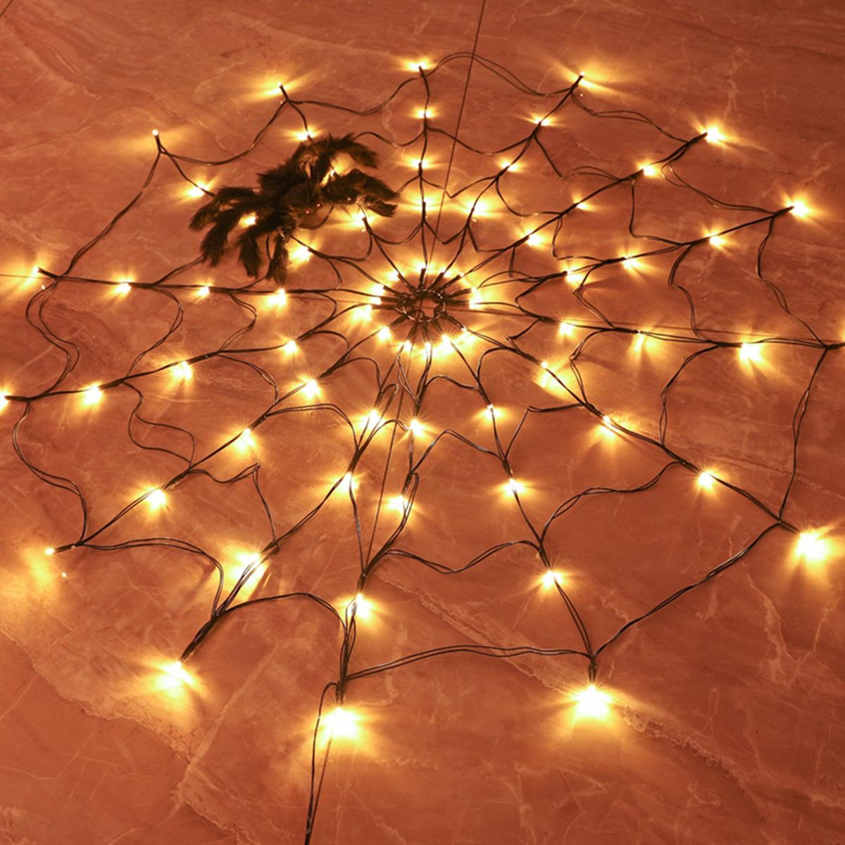 Spider Web Lamp Remote Control 8 Brightness Modes Energy-saving Eye-protection Wall Corner Halloween Decoration