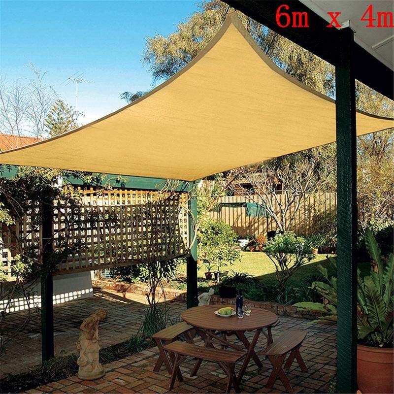 6x4M Sun Sail Shade Garden Canopy Awing Cover Waterproof Shelter Sunscreen Large
