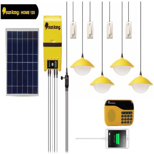 Solar Lighting- Home 120 + 4  - 600 Lumens, 4 Light Bulbs & Radio - 12000mAh Battery