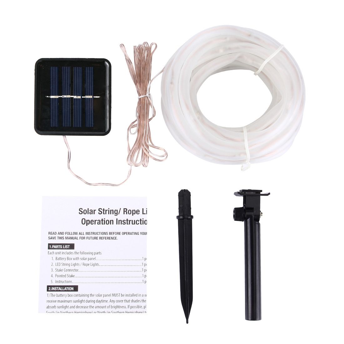 5m 400-600LM Casing Rope Light, Solar Panel  Water Resistant  50 LED With 2m Extended Cable(Blue Light)