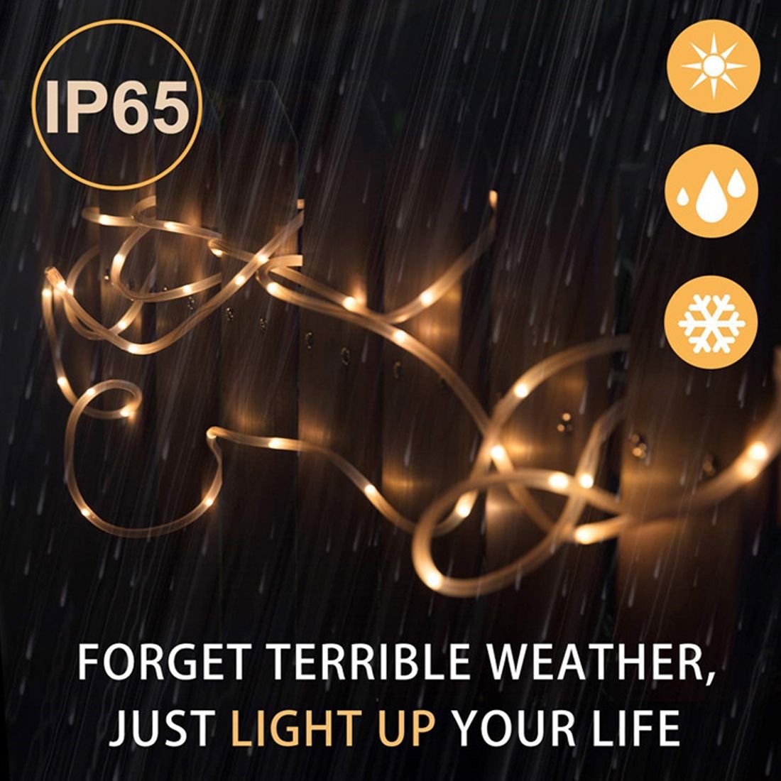 5m 400-600LM Casing Rope Light, Solar Panel  Water Resistant  50 LED With 2m Extended Cable(Blue Light)