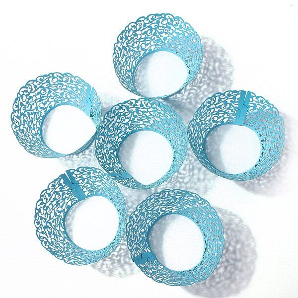 Teamtop 12pcs Filigree Vine Cupcake Wrappers Wraps Cases Wedding Birthday Decorations Sky Blue Sky Blue