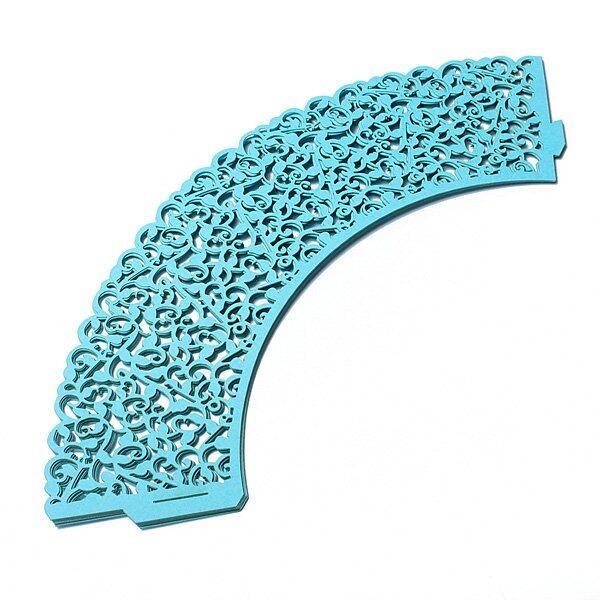 Teamtop 12pcs Filigree Vine Cupcake Wrappers Wraps Cases Wedding Birthday Decorations Sky Blue Sky Blue