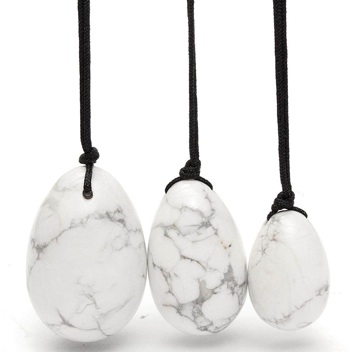 3PCS 5" Yoni Eggs Exercise Gemstone Muscle Drilled White Howlite Muscle Kegel US