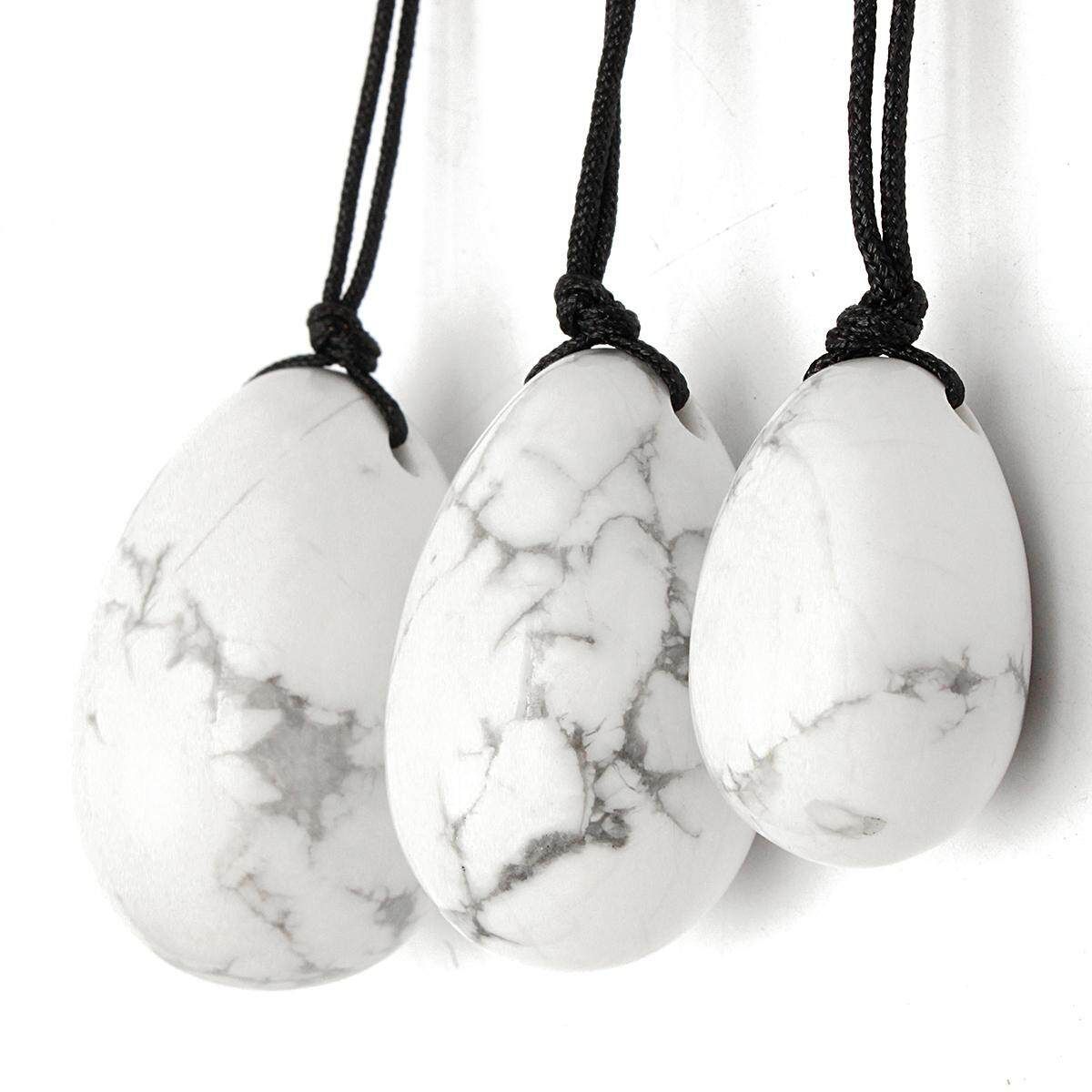 3PCS 5" Yoni Eggs Exercise Gemstone Muscle Drilled White Howlite Muscle Kegel US