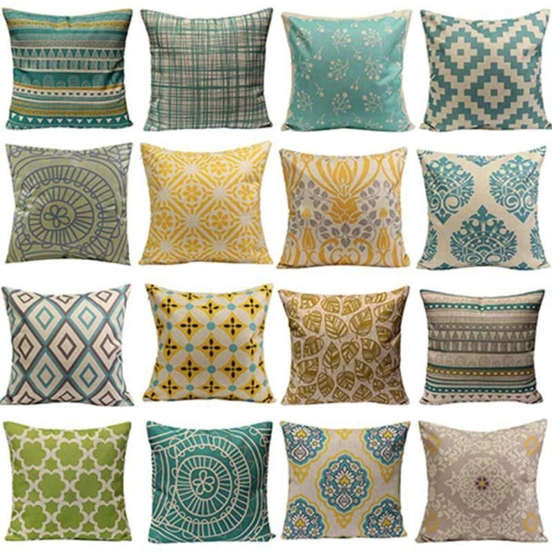 Vintage Flower Geometry Printing Throw  Pillow Case Cushion-