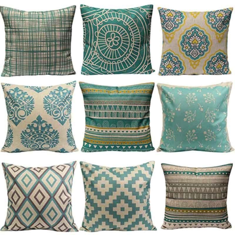 Vintage Flower Geometry Printing Throw  Pillow Case Cushion-