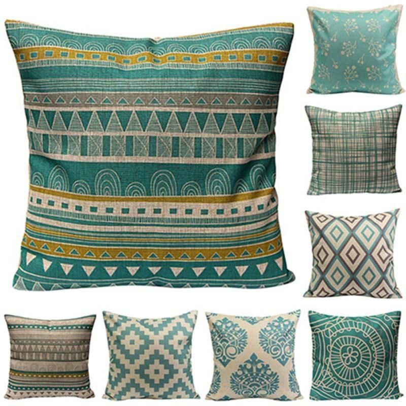 Vintage Flower Geometry Printing Throw  Pillow Case Cushion-