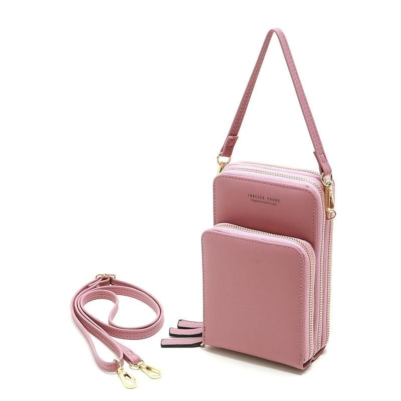 2019 new Korean fashion female bag large capacity diagonal bag solid color multi-function mobile phone bag lady wallet gray
