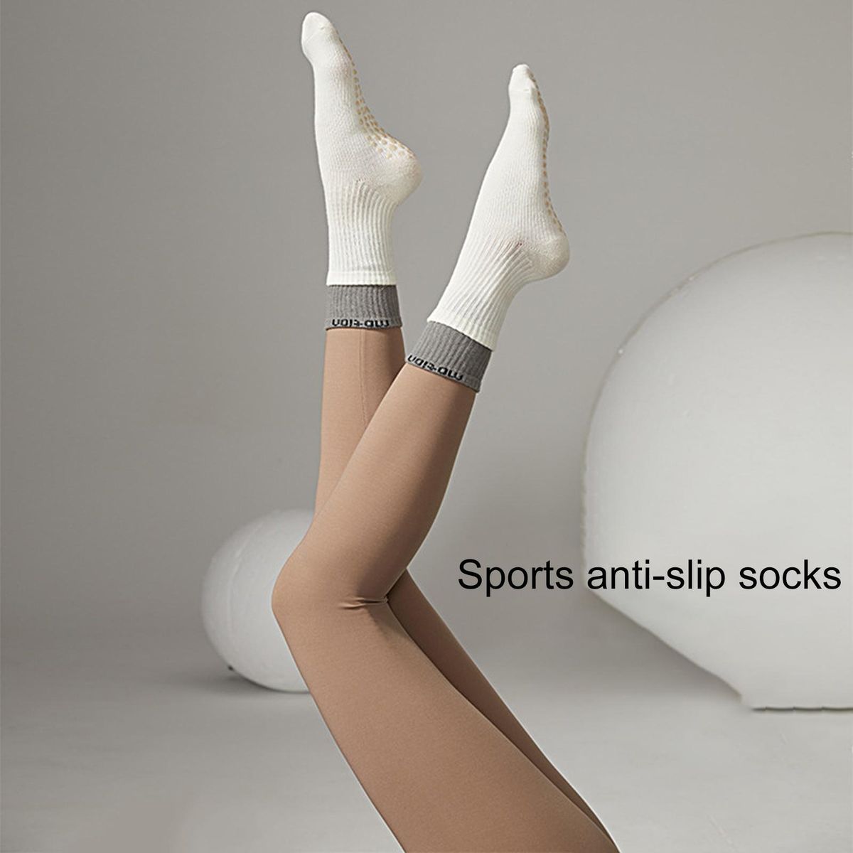 1 Pair Yoga Socks Professional Pilates Sports Stockings White Grey