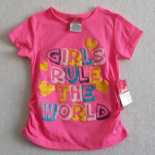 Girls Rule The World Design Tee Tops