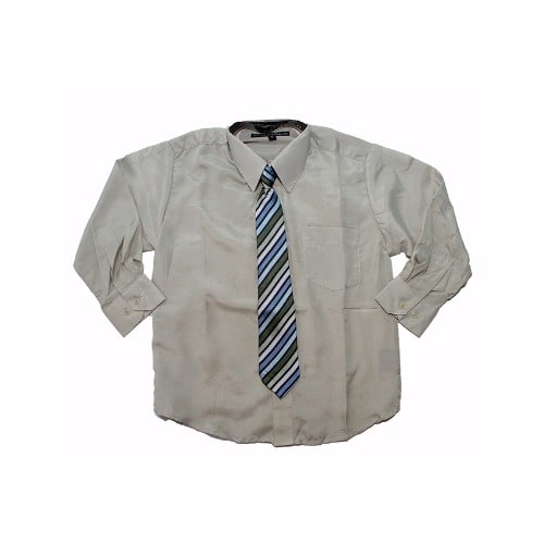 Boys Packed Shirt With Tie - Army Green