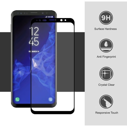 Samsung Galaxy S9 Plus (s9+)  Protective Tempered Glass Screen Guard - Black