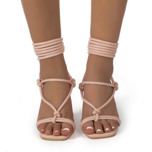 Lady’s Cross Strap Sandals- Leather High Heels