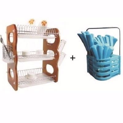 3 Tier Plate Rack and Cutlery Bundle