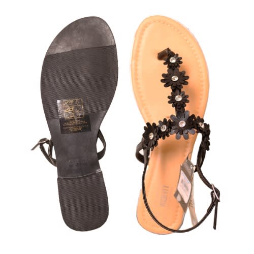 Simple Wide Fit Toe Post Sandals - Black