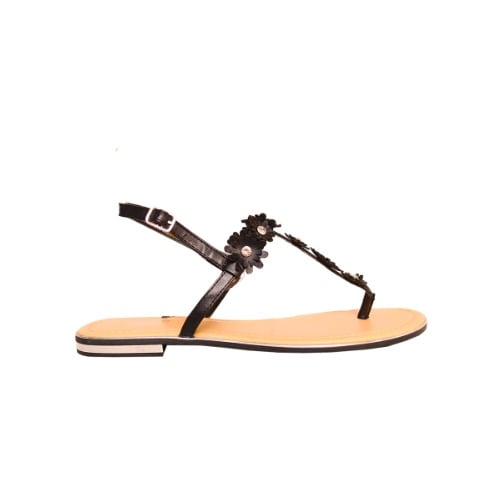 Simple Wide Fit Toe Post Sandals - Black