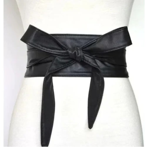 Wide Leather Waist Belt For Ladies- Black