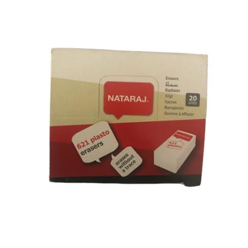 Nataraj 621 Plasto Erasers - White Eraser - Set Of 20