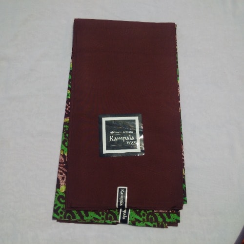 Green-brown Plain And Patterned Kampala Fabric - 6 Yards