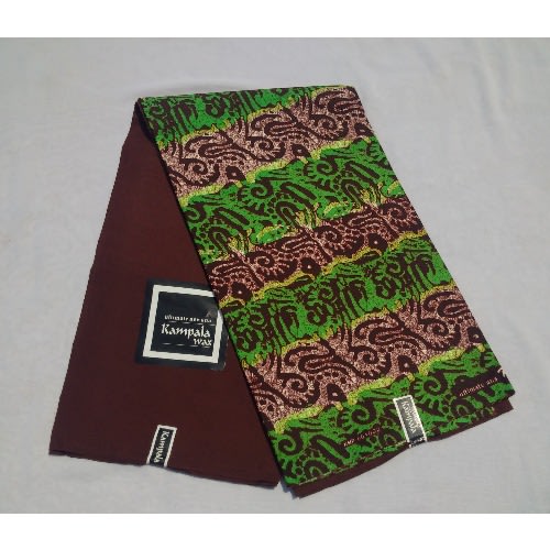 Green-brown Plain And Patterned Kampala Fabric - 6 Yards