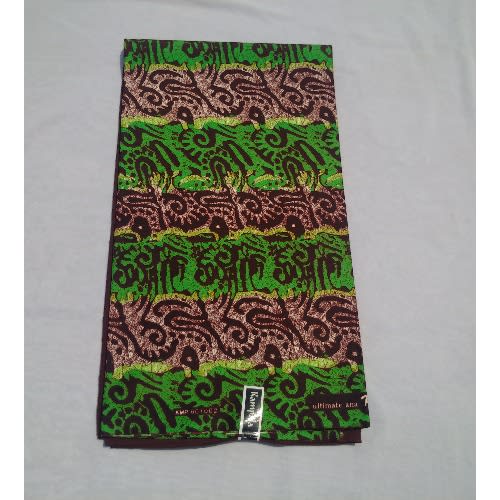Green-brown Plain And Patterned Kampala Fabric - 6 Yards
