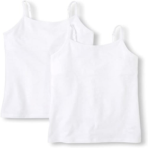 Wonder Nation Girls Plain White Underwear Camisole - Singlet - 2 Pcs