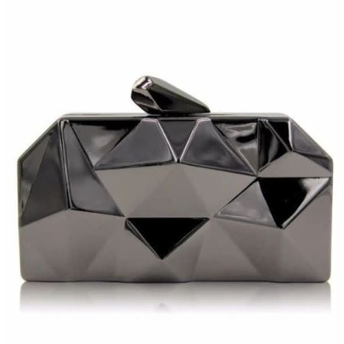 Metallic Clutch Purse - Black