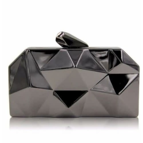 Metallic Clutch Purse - Black