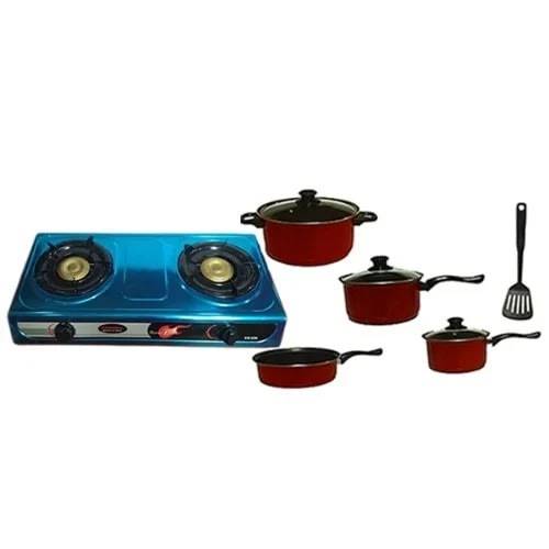 Nonstick-Coated Cookware Set With Table Top Gas Cooker Bundle