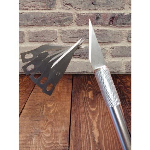 Non-slip Metal Scalpel Tool Set Tool Carving Knife + 6 Blade-silver