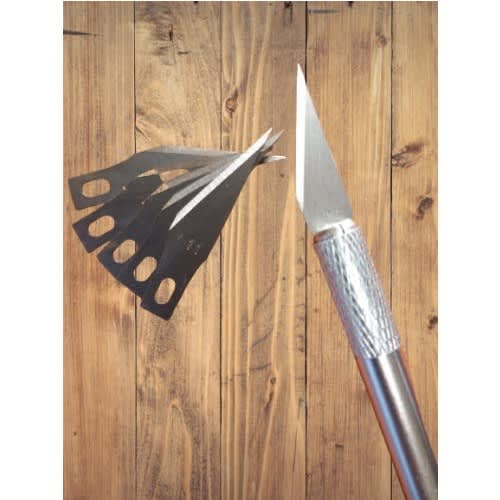Non-slip Metal Scalpel Tool Set Tool Carving Knife + 6 Blade-silver