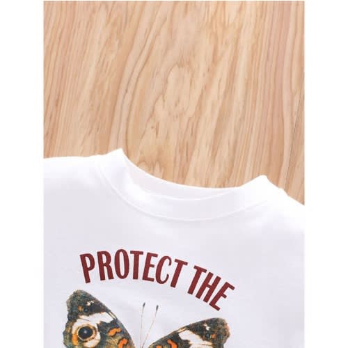 2 Pcs Baby Girl Outfits Protect The Pollinators Print Top With Shorts