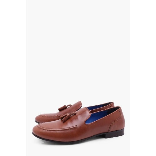 Leather Tassel Loafers - Brown