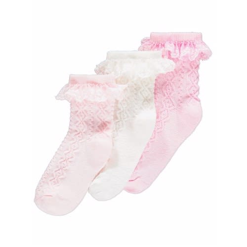 Pink And Cream Frill Socks 3 Pack