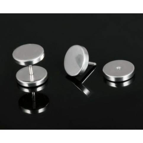 Men's Circle Stud Earrings - Silver