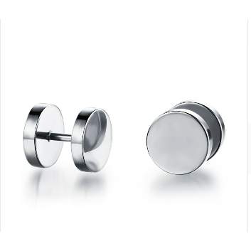 Men's Circle Stud Earrings - Silver