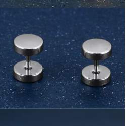Men's Circle Stud Earrings - Silver