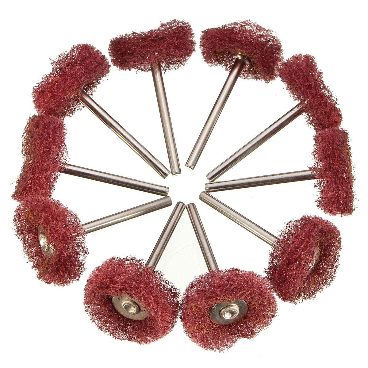 10Pcs Scouring Red Pad Wheels Buffing Polishing W Shank For Grinder Rotary Tool